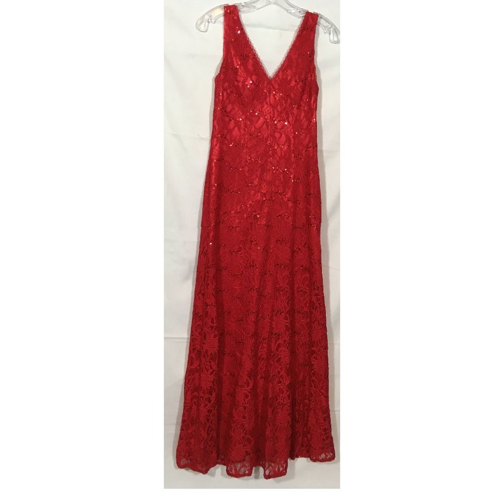 Hailey red lace with sequins long gown fit & flare size 2